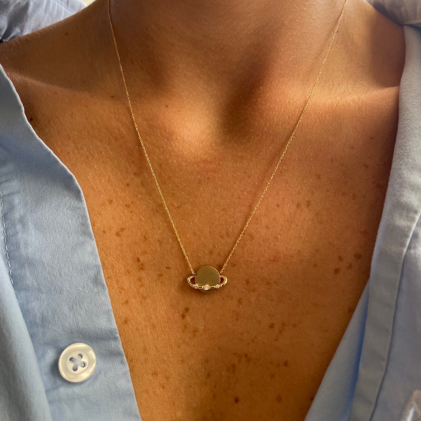 .inOrbita. -collana pianeta in oro 18kt con diamante