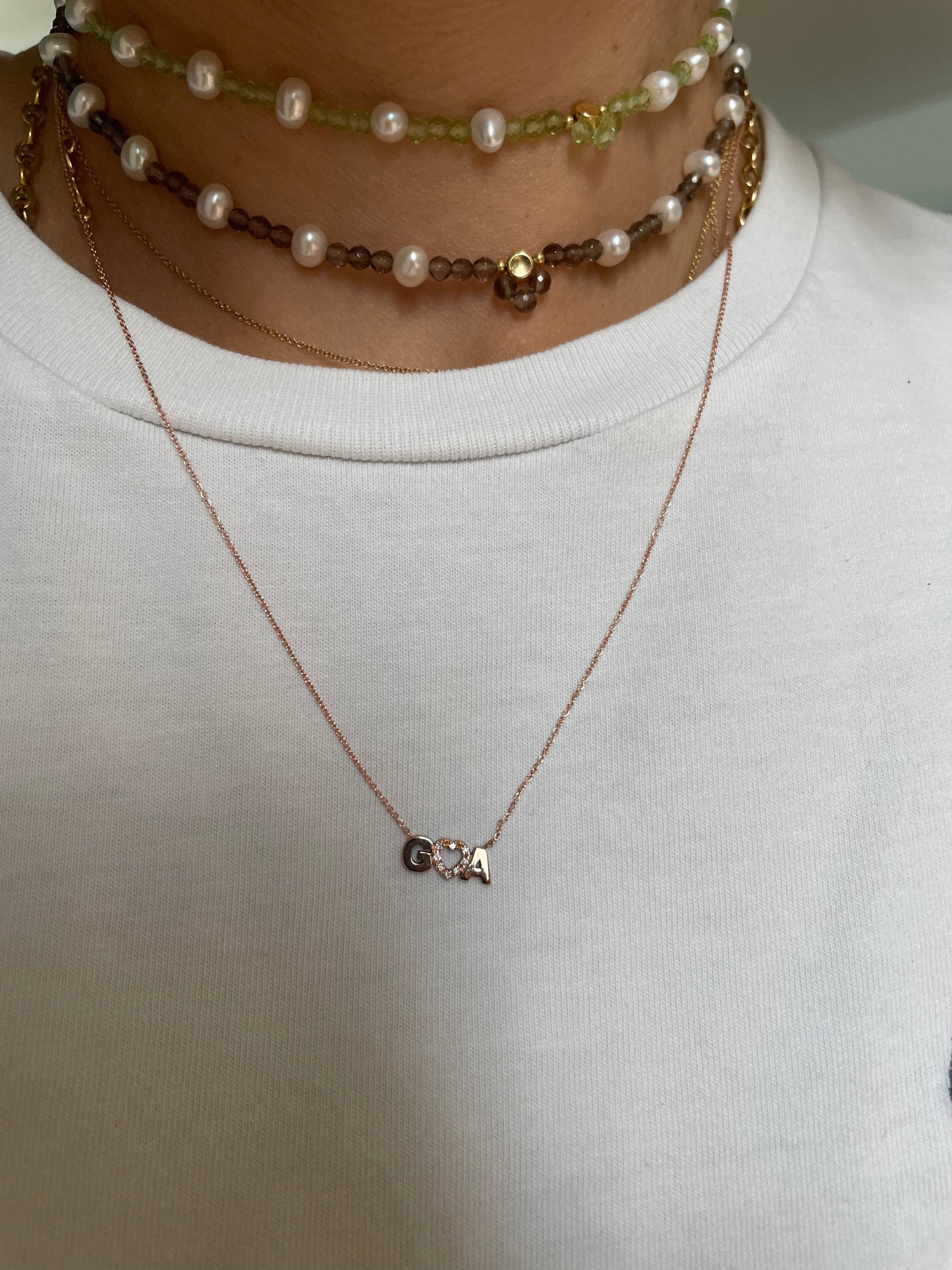 .le rosè. - collana in oro rosa con nome e cuore di diamanti