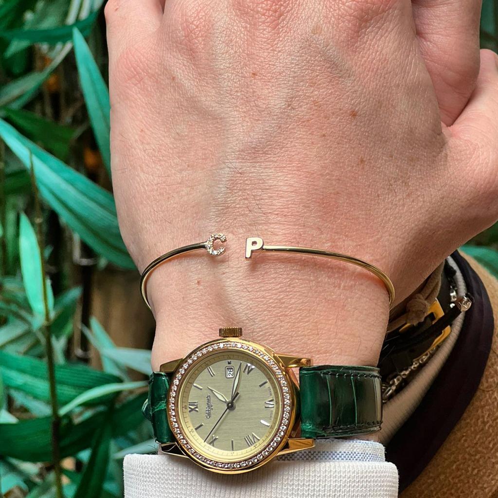 .CP. bracciale rigido in or 18kt e diamanti