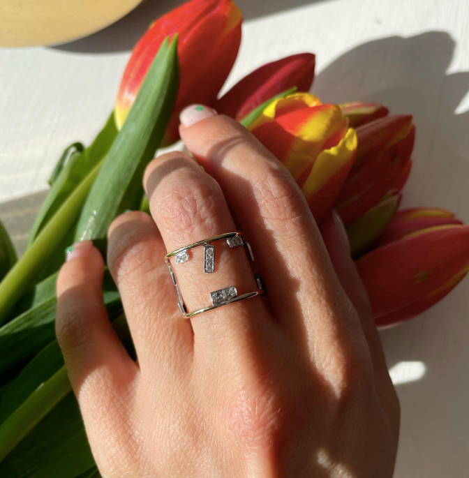 La Face- anello in oro bicolore 18kt