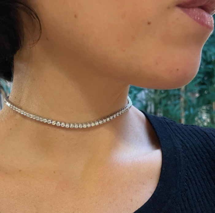 Dia - tennis choker in oro bianco 18kt