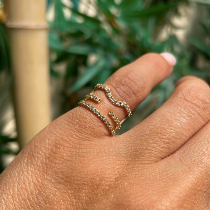Dea - anello da falange o mignolo in oro 18kt e diamanti