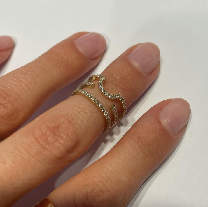 Dea - anello da falange o mignolo in oro 18kt e diamanti
