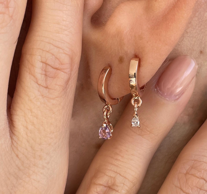 Rose - cerchietti in oro 18kt con diamante e pietra preziosa