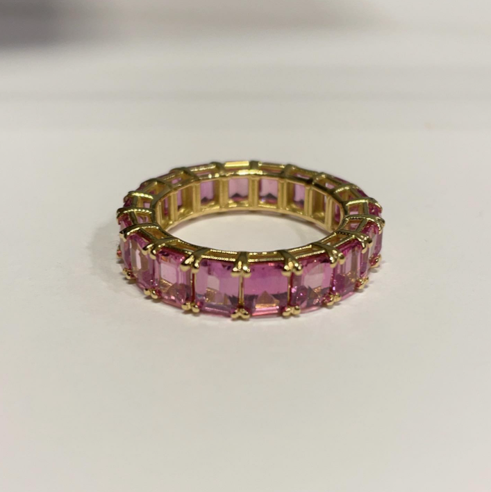 La pink - anello vera in oro 18kt con zaffiri rosa