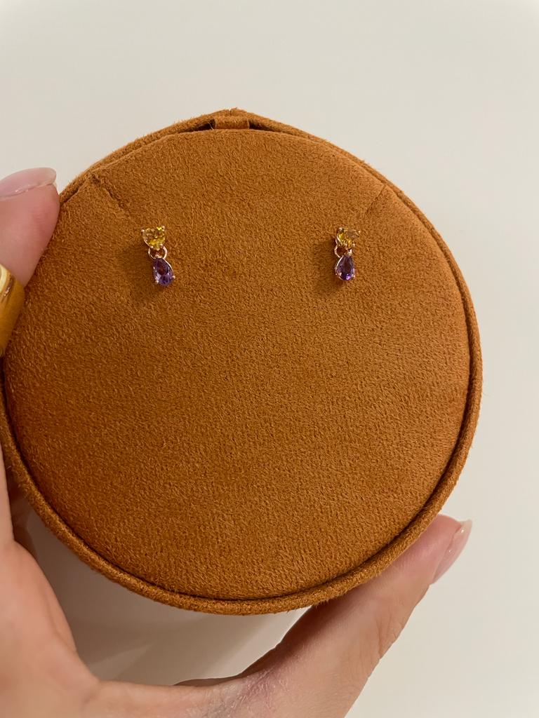 Cuore e goccia - orecchini in oro 18kt con pietre preziose