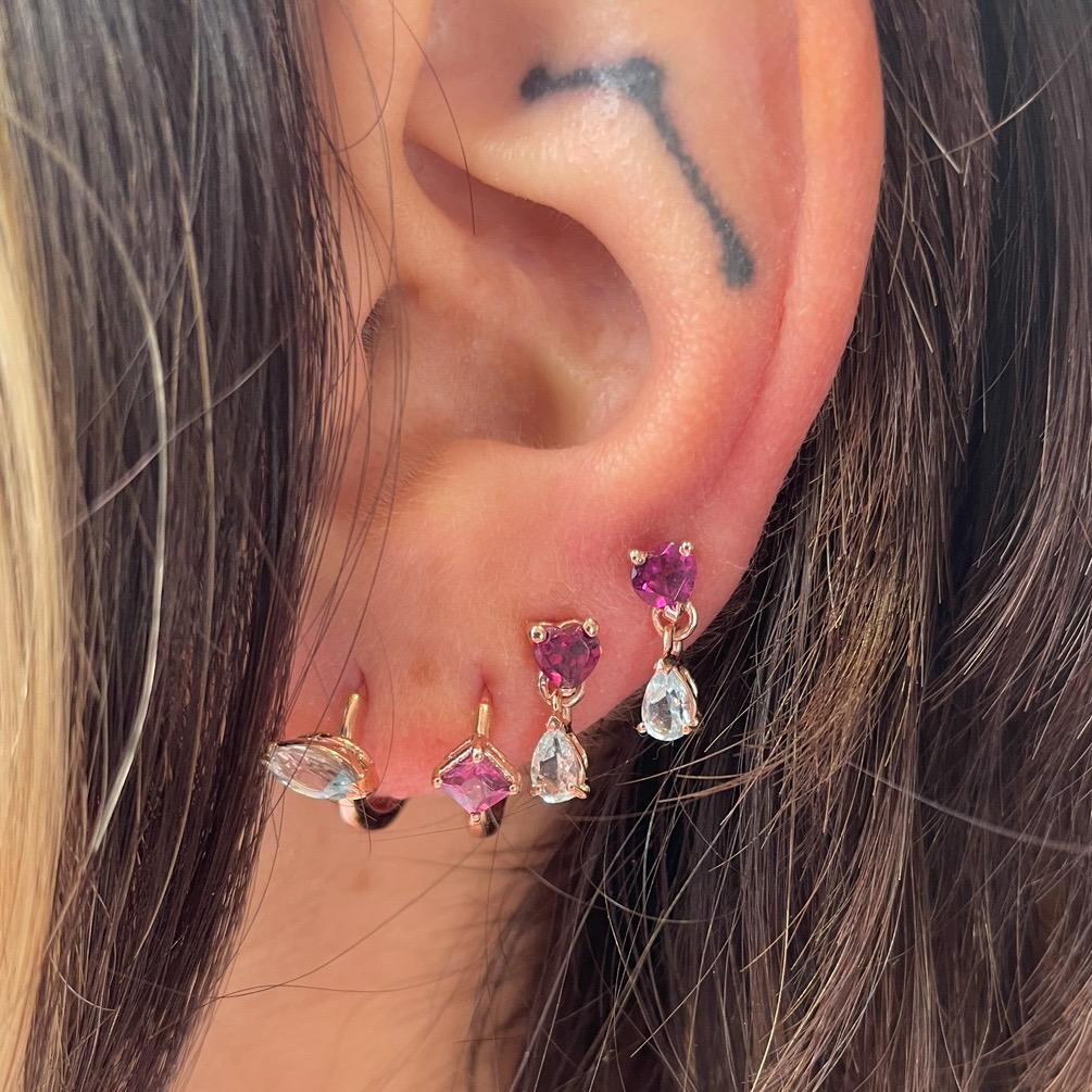 Cuore e goccia - orecchini in oro 18kt con pietre preziose
