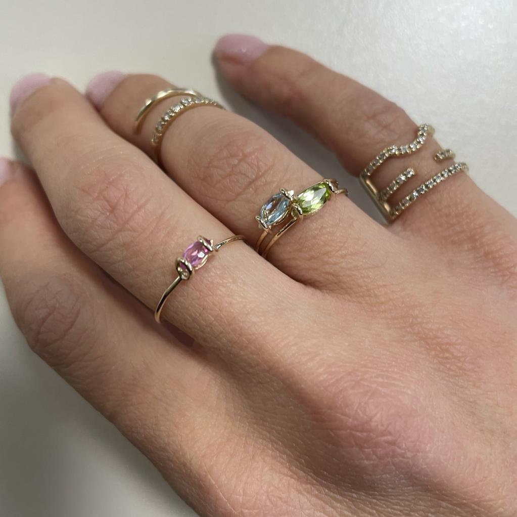 Candy - anello filo in oro 18kt con pietre preziose