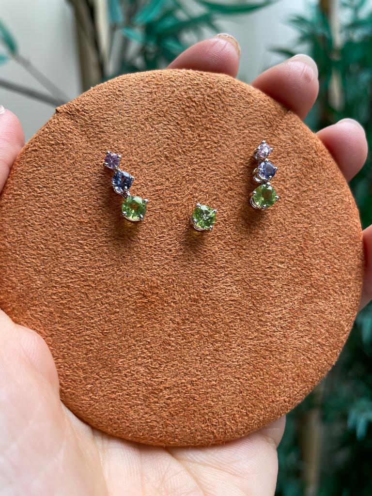 Triple - orecchini in oro 18kt e pietre preziose