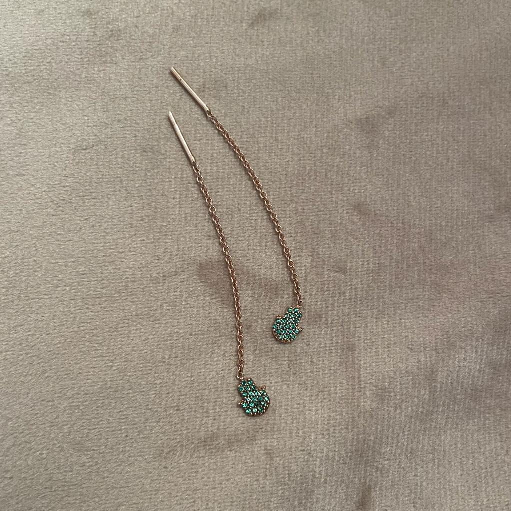 La fata - orecchini pendenti in oro 18kt e smeraldi