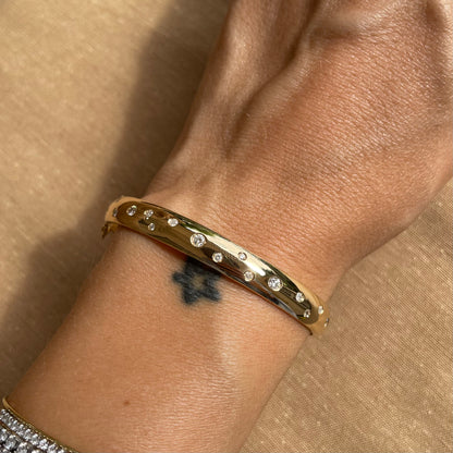 .mille. - bracciale rigido in oro 18kt con diamanti