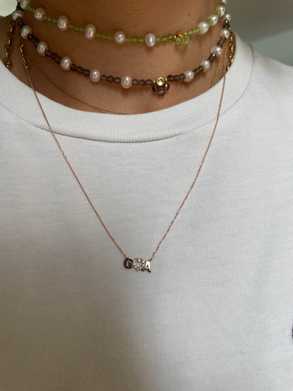.le rosè. - collana in oro rosa con nome e cuore di diamanti