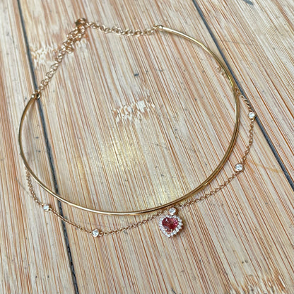.lalea. - collana rigida in oro 18kt con zaffiro rosa e diamanti