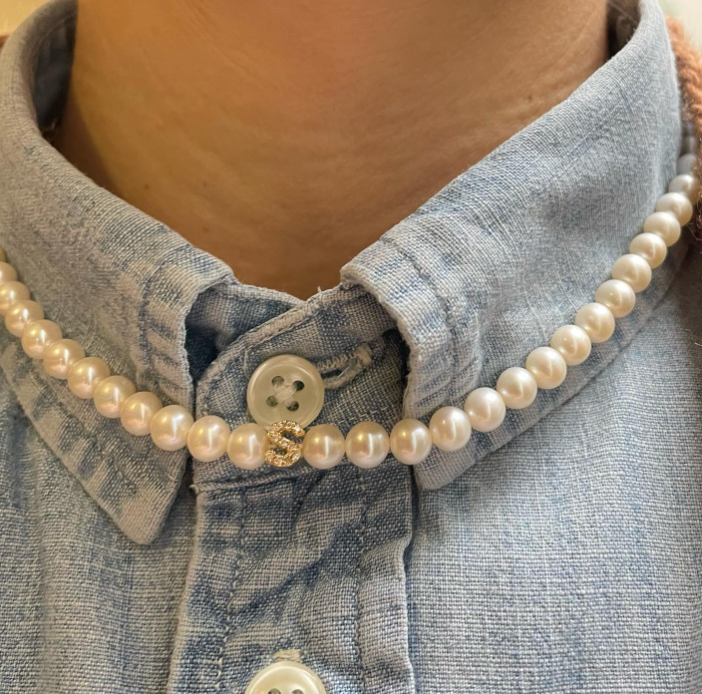 La Sofy - collana di perle con iniziale in oro giallo 18kt