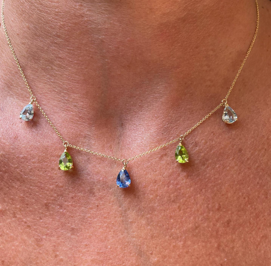 Mare - collana in oro 18kt con pietre preziose