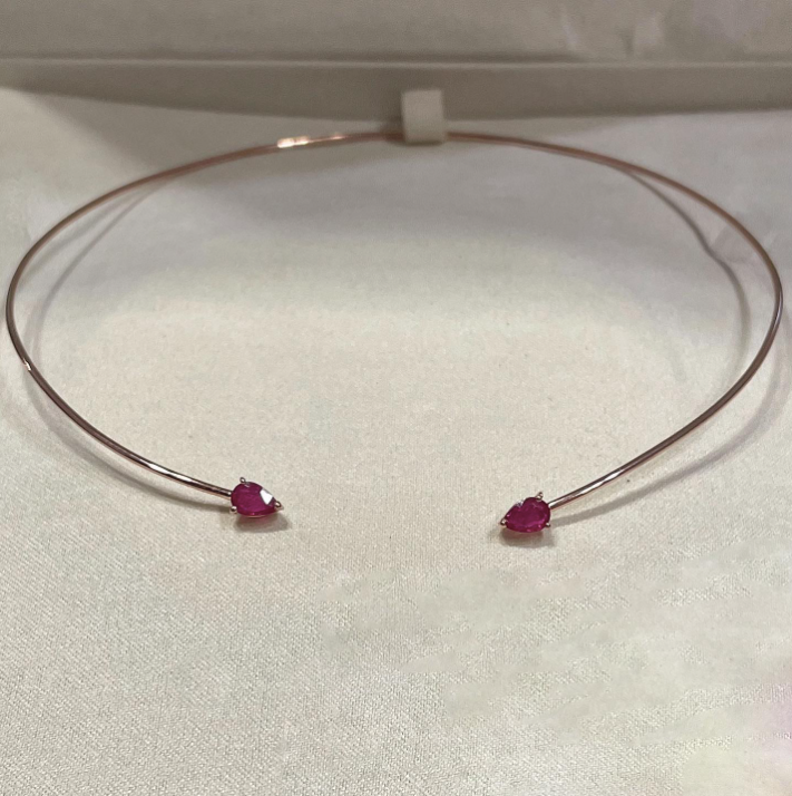 Elle - collana rigida 18kt con pietre preziose