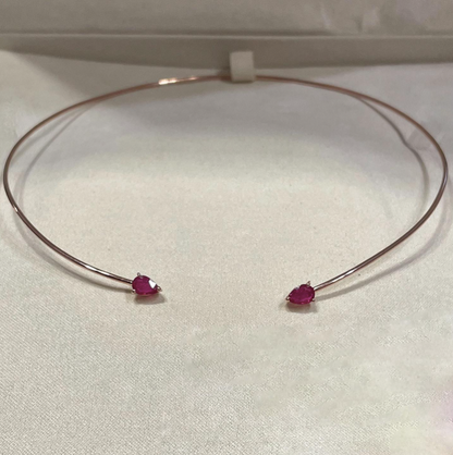 Elle - collana rigida 18kt con pietre preziose