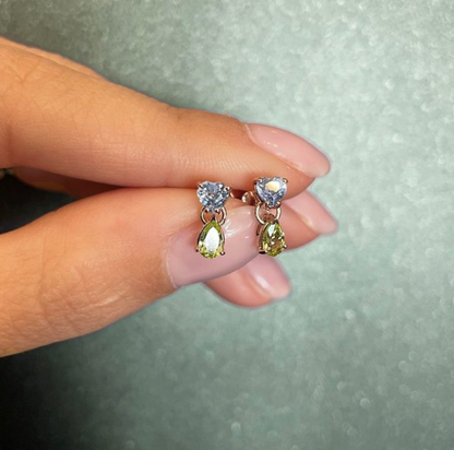 Cuore e goccia - orecchini in oro 18kt con pietre preziose