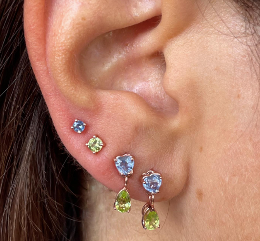 Cuore e goccia - orecchini in oro 18kt con pietre preziose