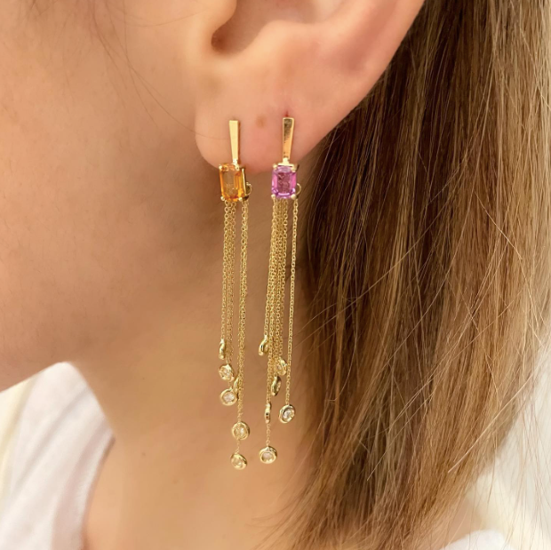 Amo - orecchini in oro 18kt con zaffiri e diamanti