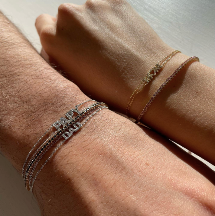 Bracciale con scritta o simbolo in oro 18kt e diamanti