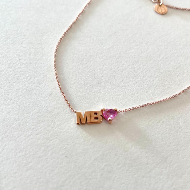Lettere del cuore - collana in oro 18kt e zaffiro