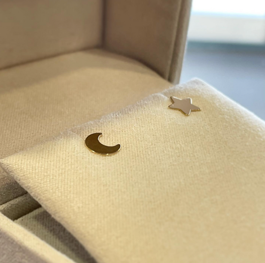 Sky - orecchini luna e stella in oro 18kt