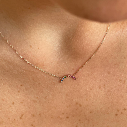 Rainbow - collana in oro 18kt con zaffiri multicolor