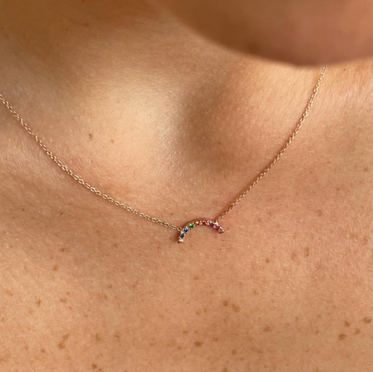 Rainbow - collana in oro 18kt con zaffiri multicolor