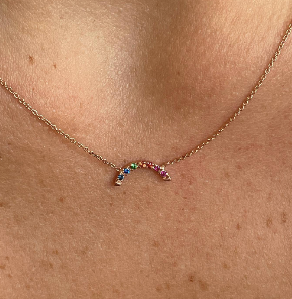Rainbow - collana in oro 18kt con zaffiri multicolor