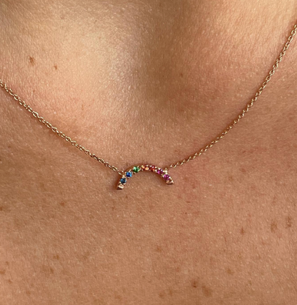 Rainbow - collana in oro 18kt con zaffiri multicolor