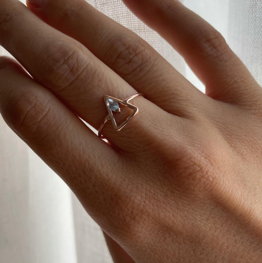 Aria - anello con simbolo alchemico in oro 18kt