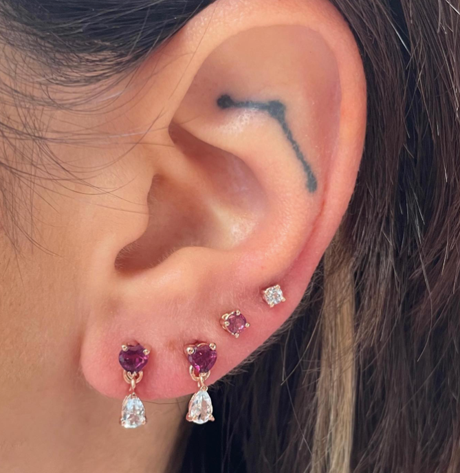Cuore e goccia - orecchini in oro 18kt con pietre preziose