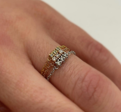 Chain - anelli morbidi tre colori con diamanti