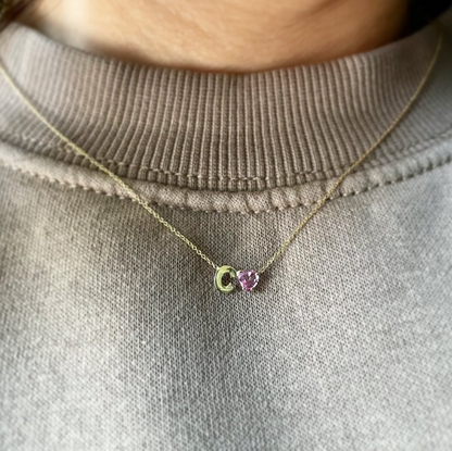 Lettere del cuore - collana in oro 18kt e zaffiro