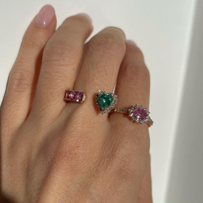 .princi. - anello in oro 18kt con zaffiro rosa e diamanti