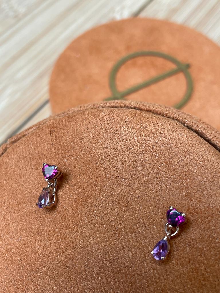 Cuore e goccia - orecchini in oro 18kt con pietre preziose