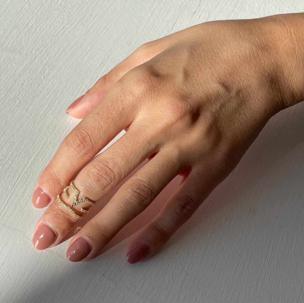 Dea - anello da falange o mignolo in oro 18kt e diamanti