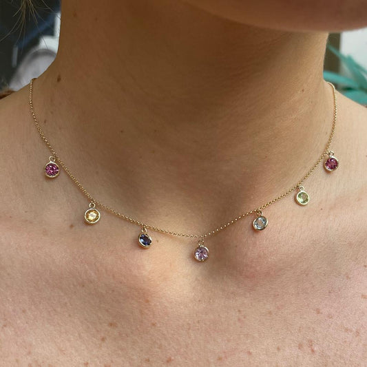 Fairy - collana in oro 18kt con pietre colorate