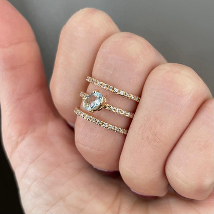 Dea - anello da falange o mignolo con diamanti e acquamarina