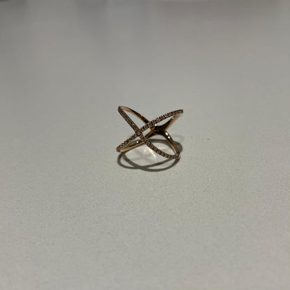 La X - anello in oro 18kt con diamanti