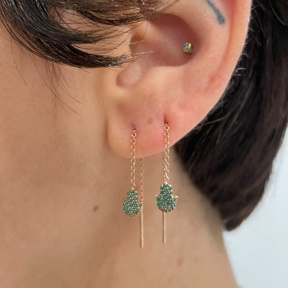 La fata - orecchini pendenti in oro 18kt e smeraldi