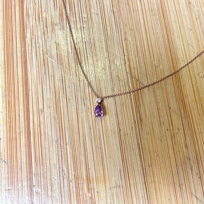.drop. collana in oro rosa con diamante e ametista